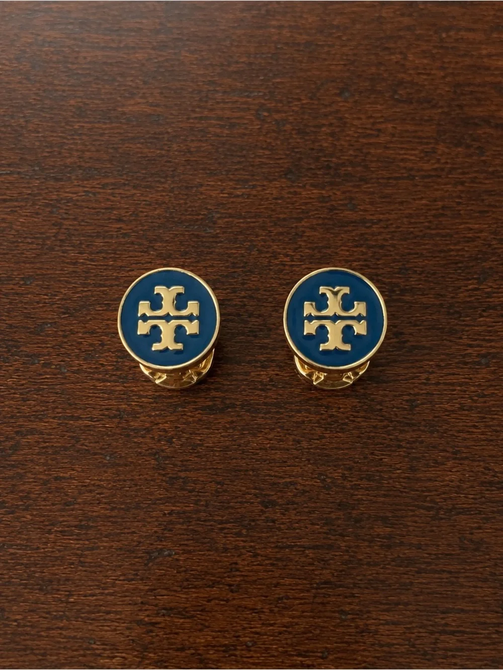 Tory Burch Double T Enamel Crystal Clip-On Earrings
